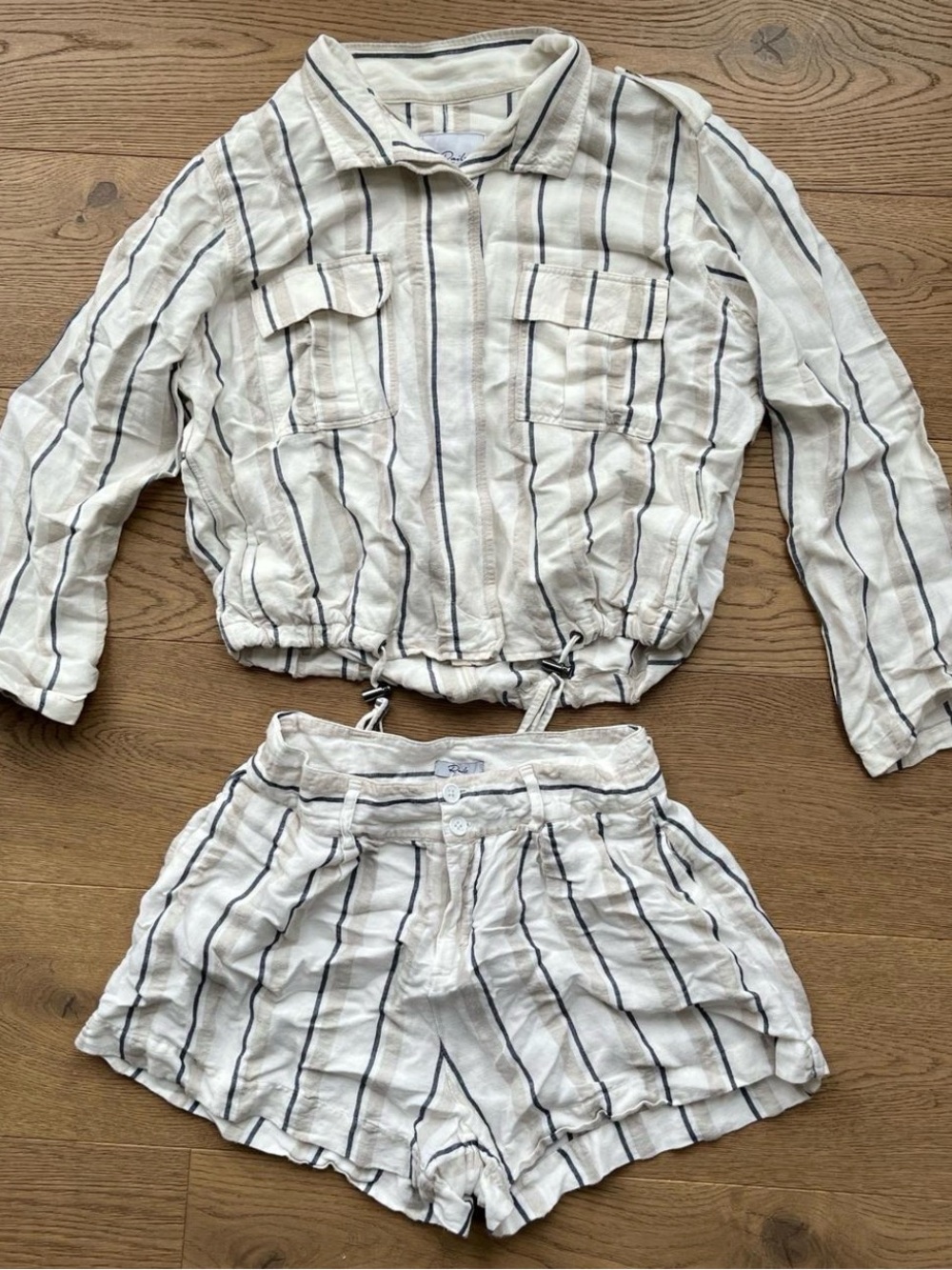 Two piece - Rails Cream and Navy Striped Women’s Shorts & Jacket